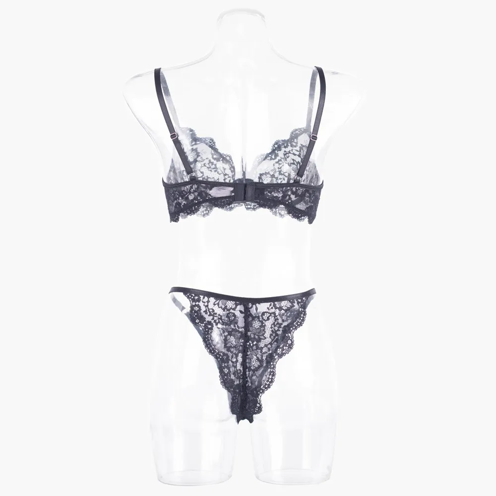 セクシー レース 薄いカップ ワイヤー入り チャーミング 美乳 ブラ・ショーツセット