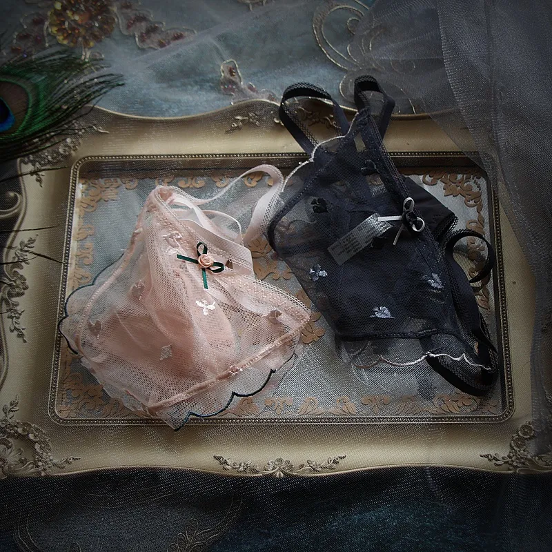 セクシー レース 透かし彫り 無地 刺繍 Ｔバック・タンガ