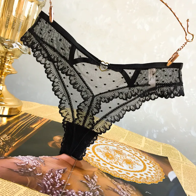 大人気 セクシー レース ローウエスト 透かし彫り ドット柄 Tバック・タンガ
