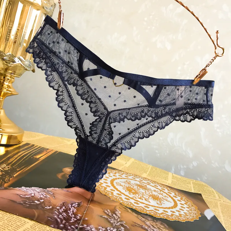 大人気 セクシー レース ローウエスト 透かし彫り ドット柄 Tバック・タンガ