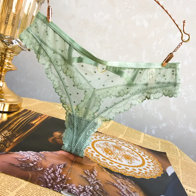 大人気 セクシー レース ローウエスト 透かし彫り ドット柄 Tバック・タンガ