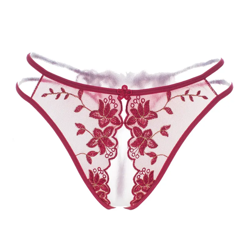 圧倒的セクシー  透かし彫り リボン レース 花柄 穴あき Tバック・タンガ