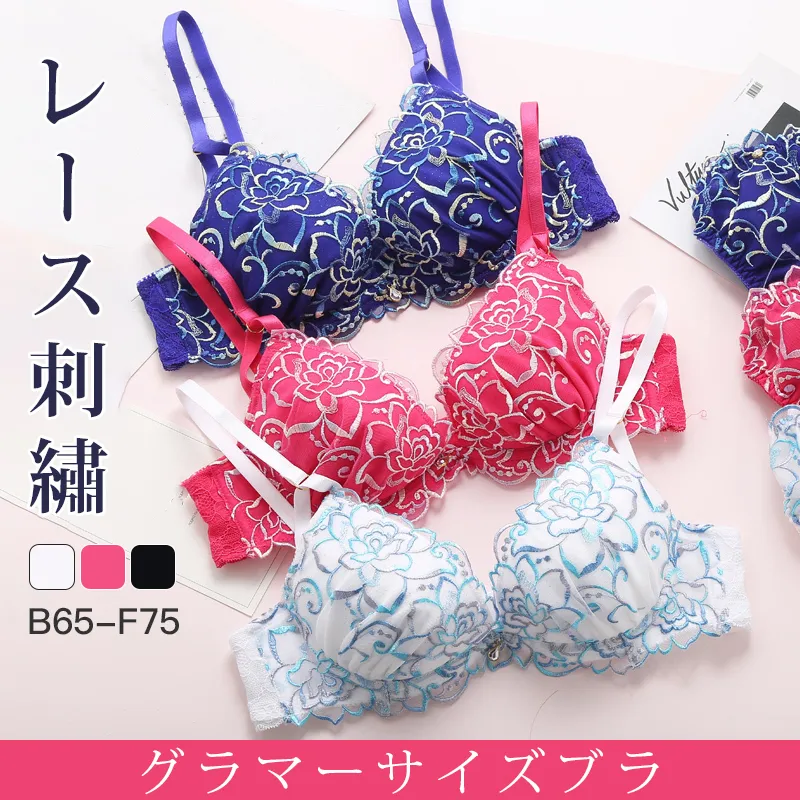 高級感溢れる B-Fカップ レトロ レース 刺繡 ワイヤー入り 盛れる ブラ・ショーツセット