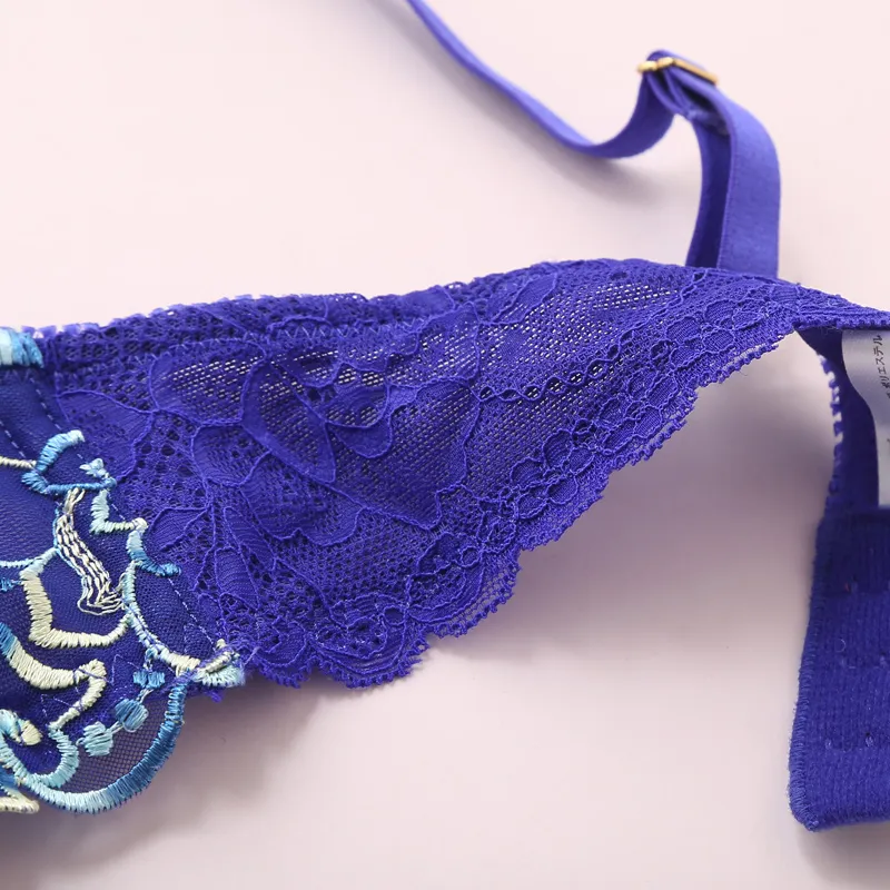 高級感溢れる B-Fカップ レトロ レース 刺繡 ワイヤー入り 盛れる ブラ・ショーツセット
