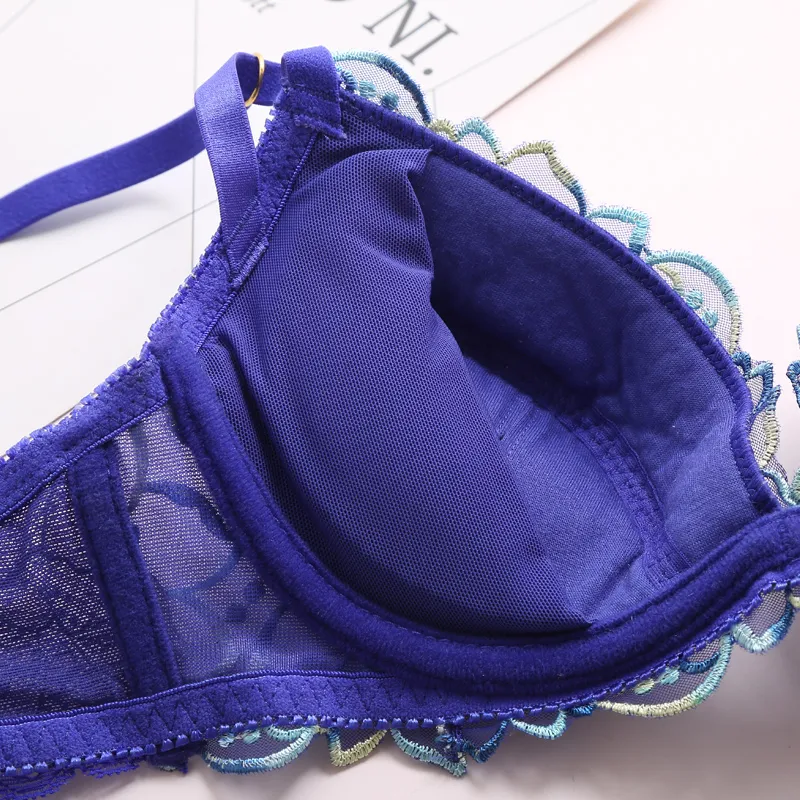 高級感溢れる B-Fカップ レトロ レース 刺繡 ワイヤー入り 盛れる ブラ・ショーツセット