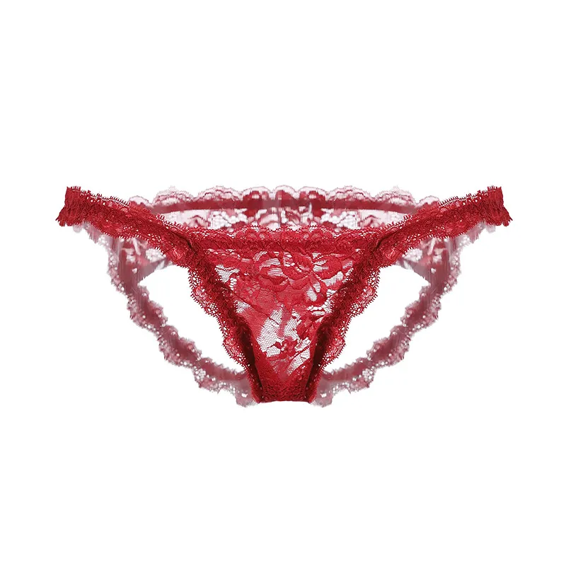 愛らしさ満点 レース リボン付き お股オープン 誘惑 柔らかい 純情 Ｔバック・タンガ