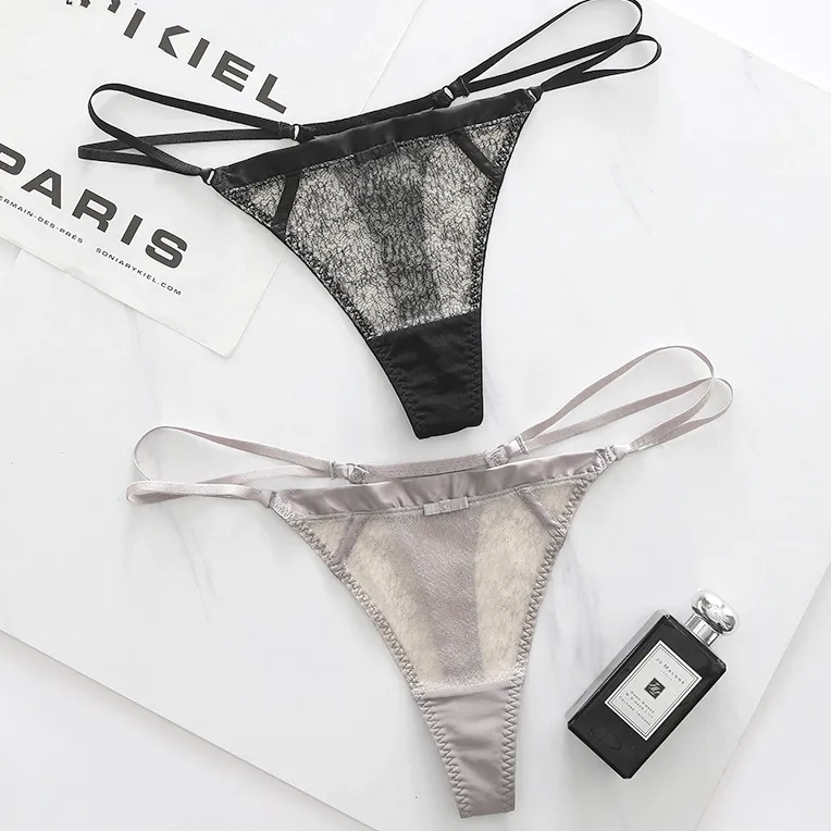 魅力的 レディース セクシー 透かし彫り レース 薄い  透け透け Tバック・タンガ