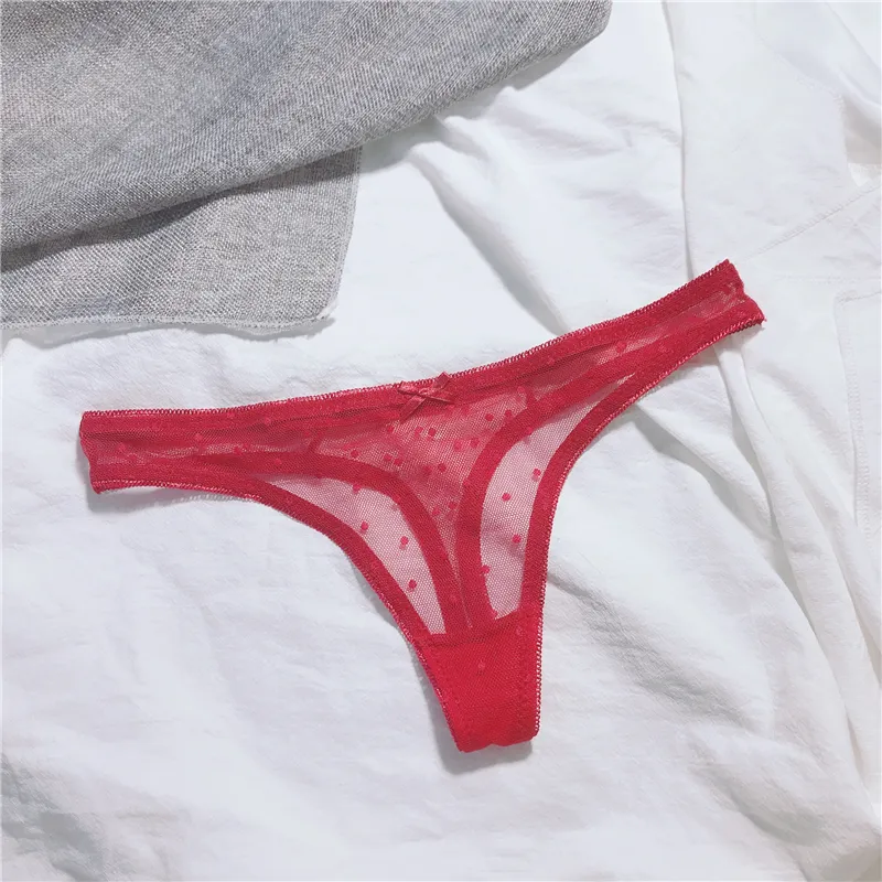 セクシー 透け感 レース リボン付き レディース 浅履き Tバック・タンガ