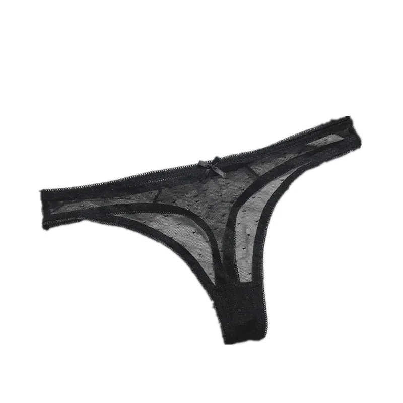 セクシー 透け感 レース リボン付き レディース 浅履き Tバック・タンガ