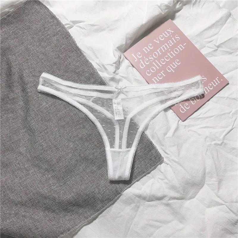 セクシー 透け感 レース リボン付き レディース 浅履き Tバック・タンガ