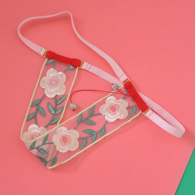 誘惑力アップ 露出控え 刺繍 切り替え ビーズ かわいい過激 セクシー Tバック・タンガ