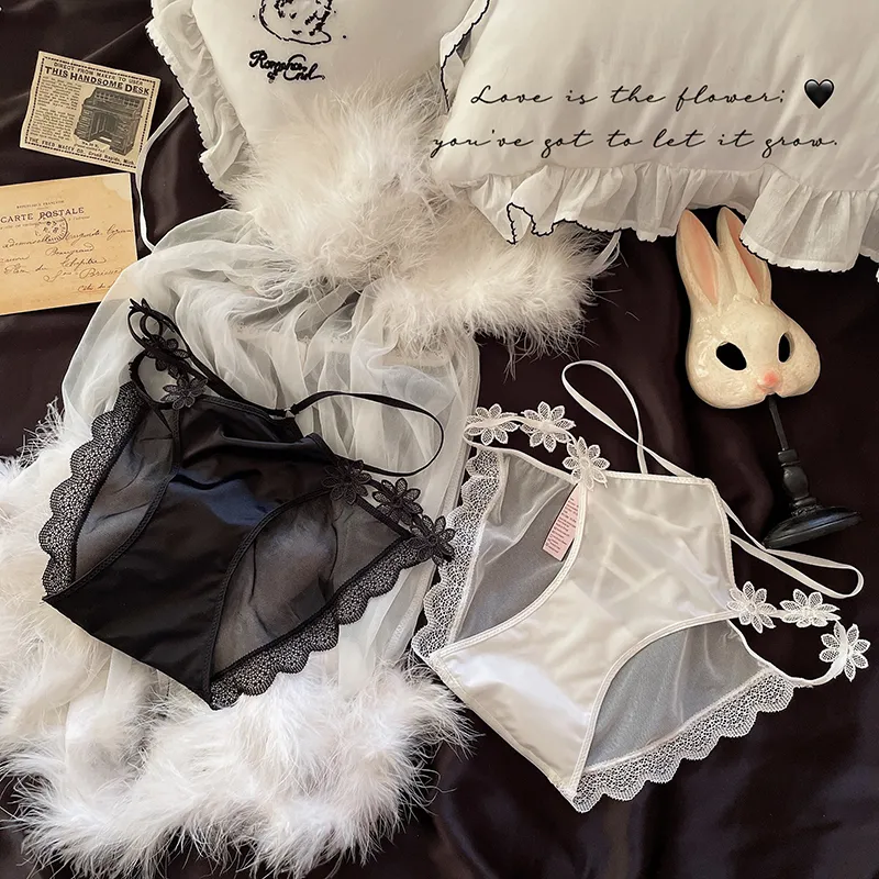 少女いっぱい アップリケ メッシュ 透け感 誘惑 レース 透かし彫り Ｔバック・タンガ