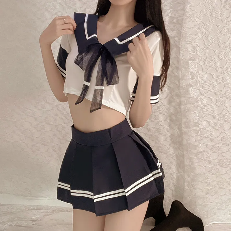 【先輩♡】エロカワ コスプレ セーラー服 リボン飾り JK セクシー 配色 遊び ベビードール