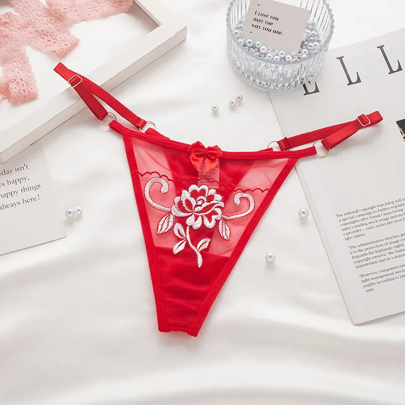 魅力の一枚 スケスケ メッシュ 美尻 刺繡 ローウエスト 誘惑 Tバック・タンガ