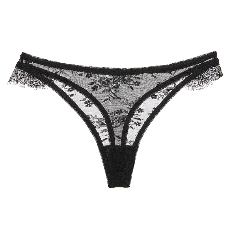 上品さたっぷり セクシー 透け感 レース 柔らかい 花柄 Tバック・タンガ