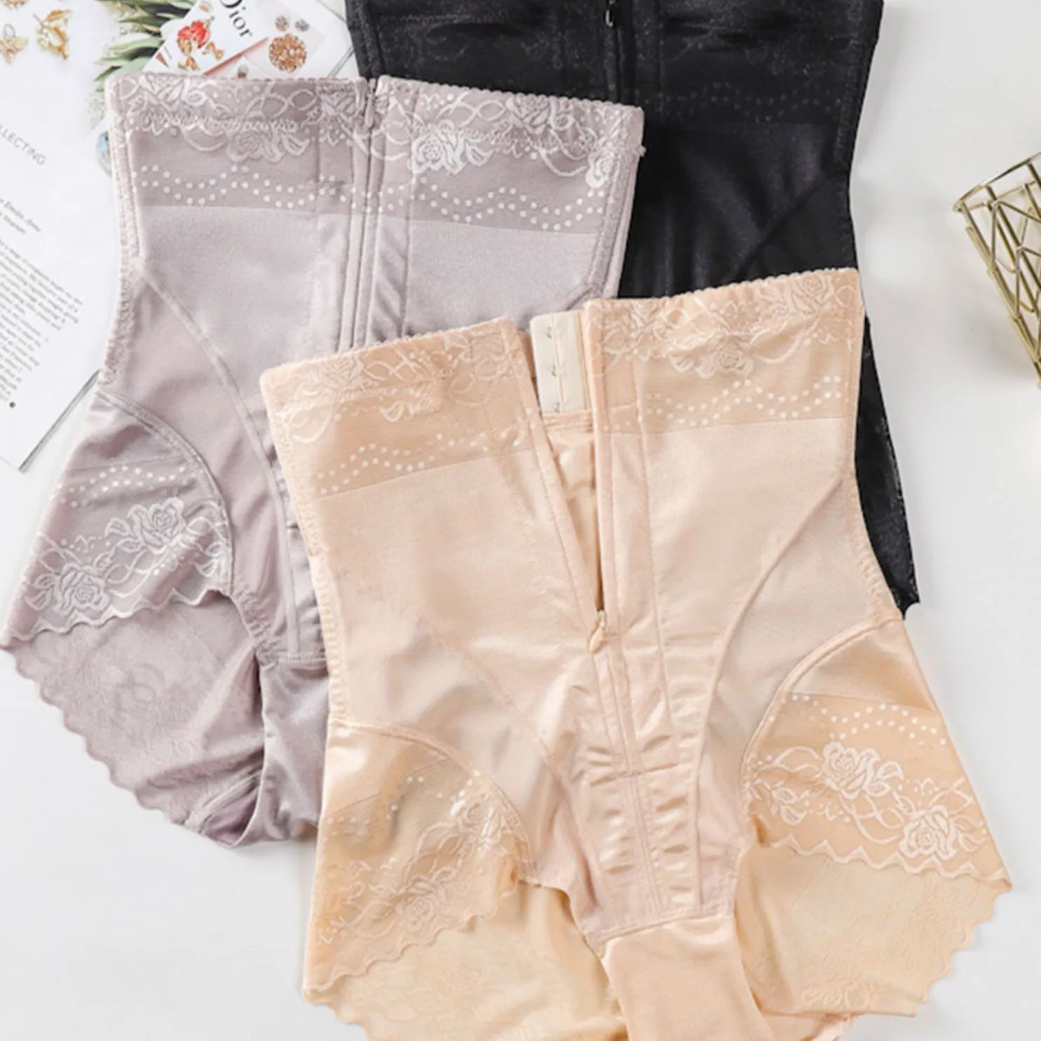 補正下着  シンプル  ファスナー 瞬間脱着 ハイウエスト お腹引き締め コルセットダイエット