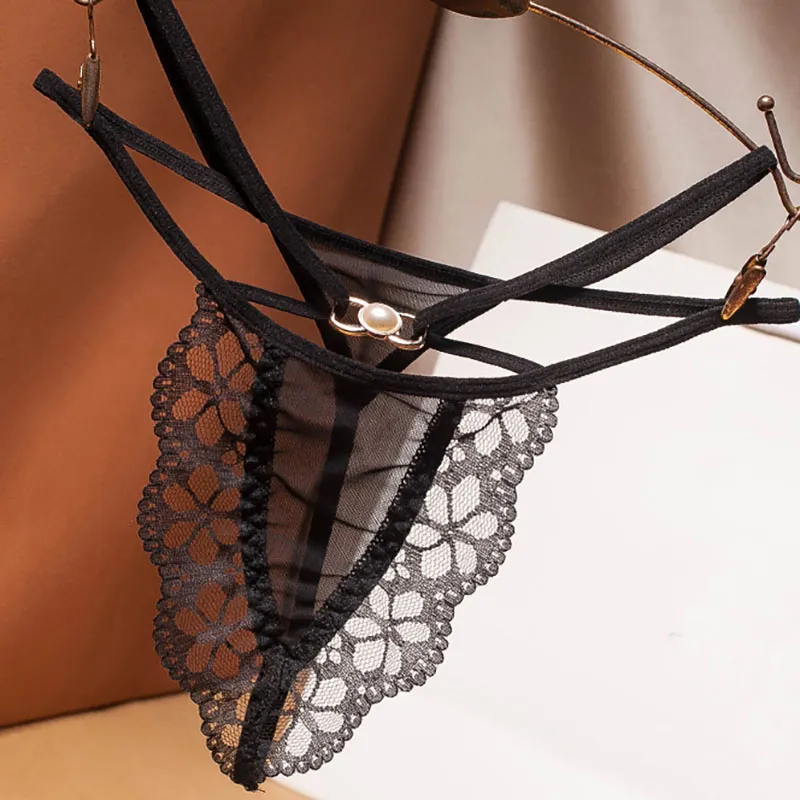 誘惑 セクシー スケスケ パール付き レース メッシュ  激エロい Tバック・タンガ