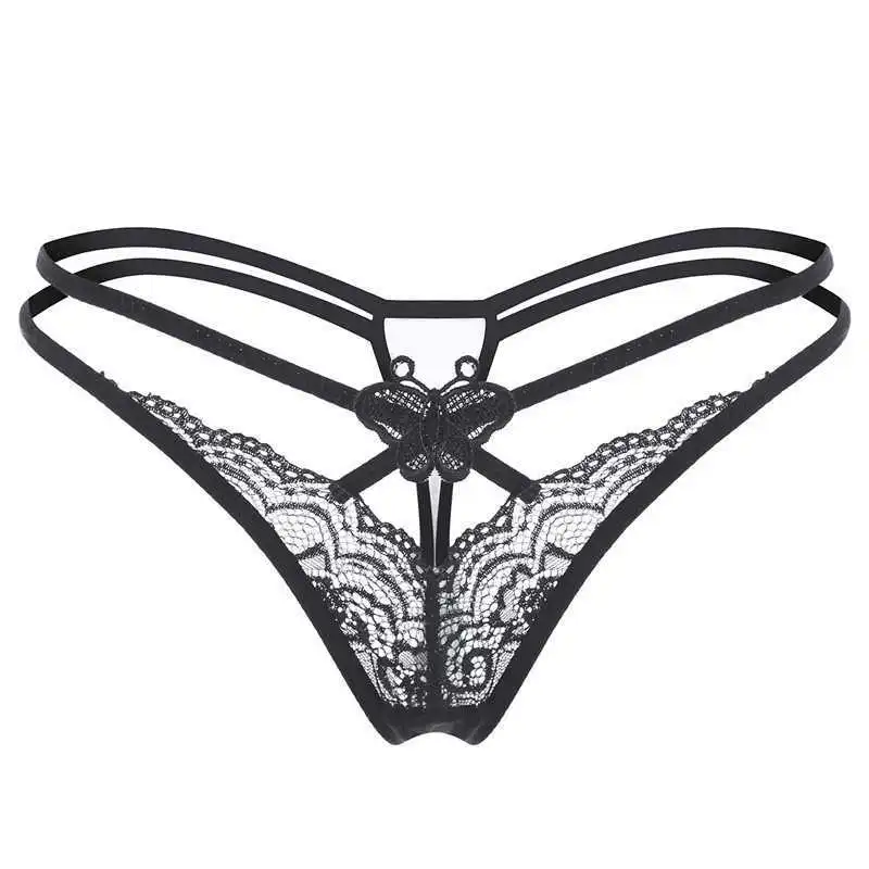 視線独占中 レース 切り替え 蝶 ホット 透け 美尻 透かし彫り エロ可愛い Tバック・タンガ