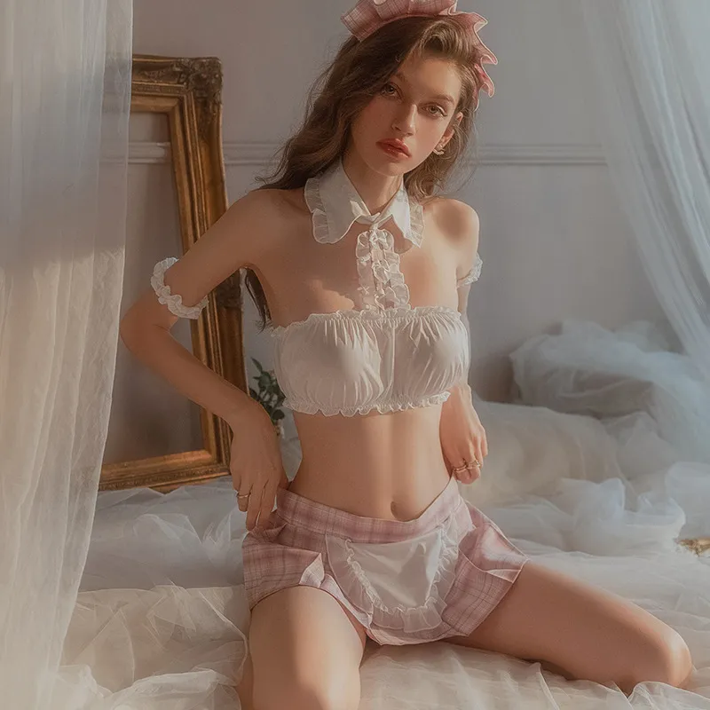 男性の憧れ メイド風 ミニスカート 女子高生 レース 切り替え ホット 誘惑的 セクシー ベビードール