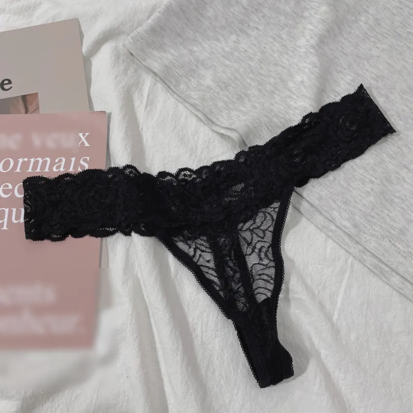 セクシー スケスケ レース 無地 シームレス ローウエスト パンティ Tバック・タンガ