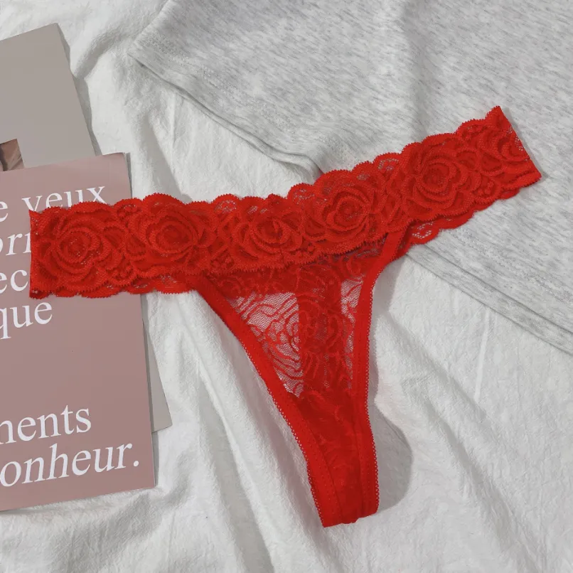 セクシー スケスケ レース 無地 シームレス ローウエスト パンティ Tバック・タンガ