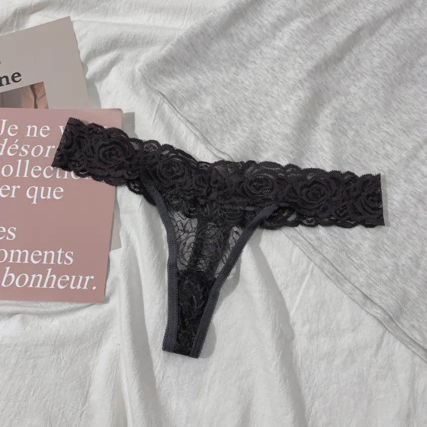 セクシー スケスケ レース 無地 シームレス ローウエスト パンティ Tバック・タンガ