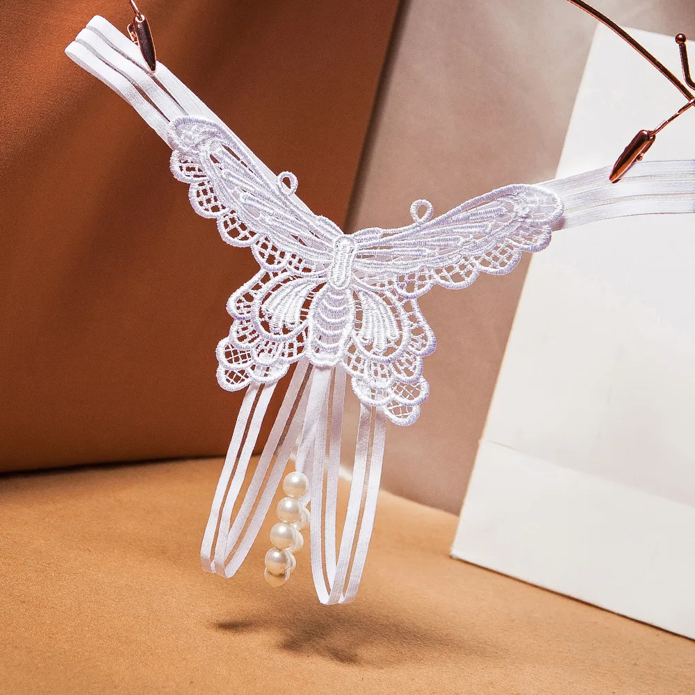 蝶のデザイン セクシー 穴開き パール付き 誘惑力アップ Tバック・タンガ