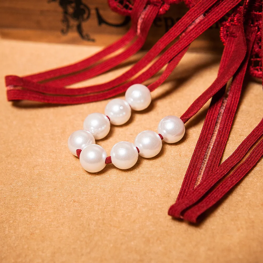 蝶のデザイン セクシー 穴開き パール付き 誘惑力アップ Tバック・タンガ