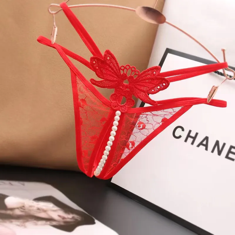 上品な可愛さ レディース 誘惑下着 お尻全開 ビーズ レース 透かし彫り セクシー Tバック・タンガ