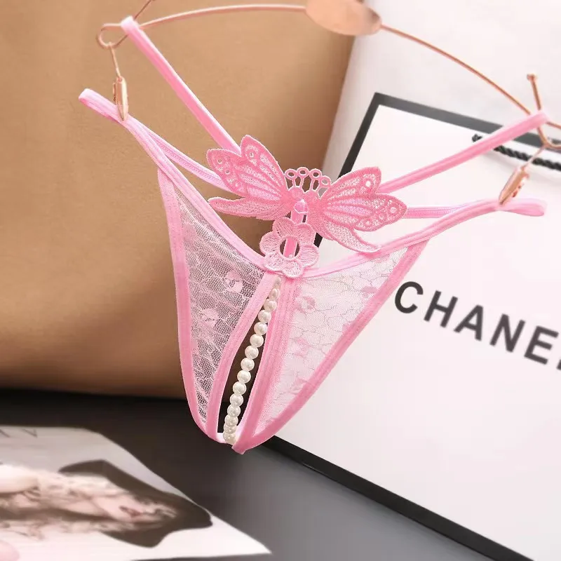 上品な可愛さ レディース 誘惑下着 お尻全開 ビーズ レース 透かし彫り セクシー Tバック・タンガ