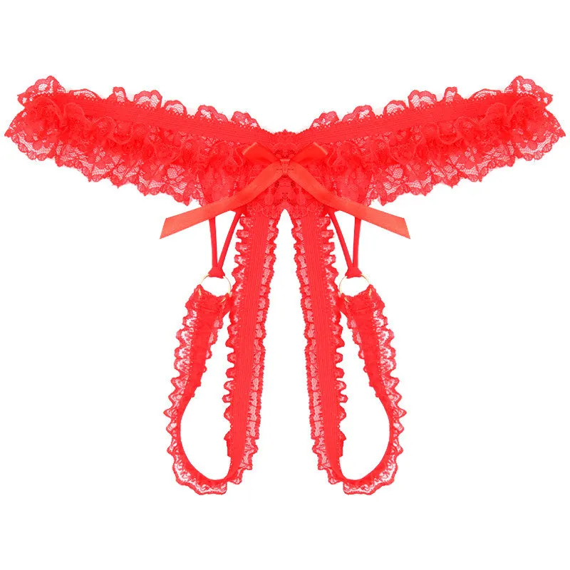 セクシー 穴あき からかう レース リボン ローウエスト Tバック・タンガ