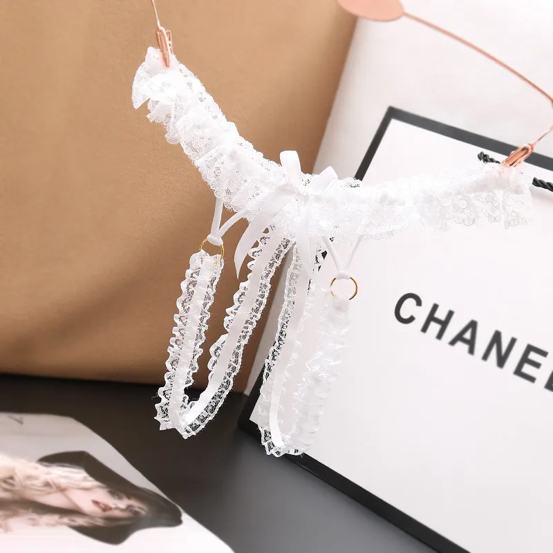 セクシー 穴あき からかう レース リボン ローウエスト Tバック・タンガ