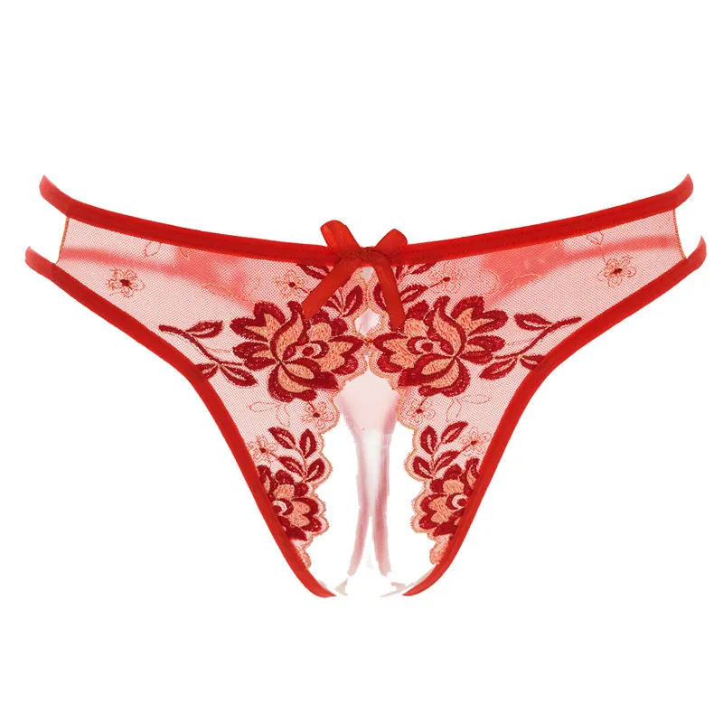 大人セクシー 穴開き 3色 刺繍 スケスケ 誘惑的 レース 切り替え 透かし彫り Tバック・タンガ