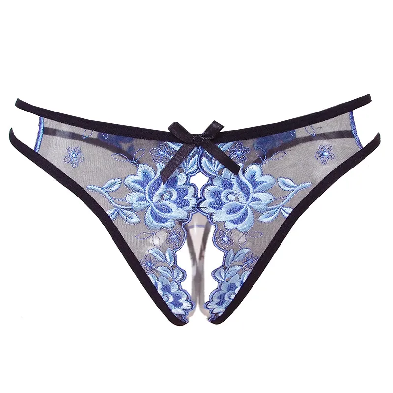 大人セクシー 穴開き 3色 刺繍 スケスケ 誘惑的 レース 切り替え 透かし彫り Tバック・タンガ