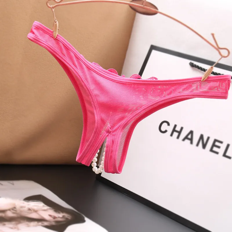 誘惑 レース 穴開き ビーズ付き セクシー 過激エロ 透け感 Ｔバック・タンガ