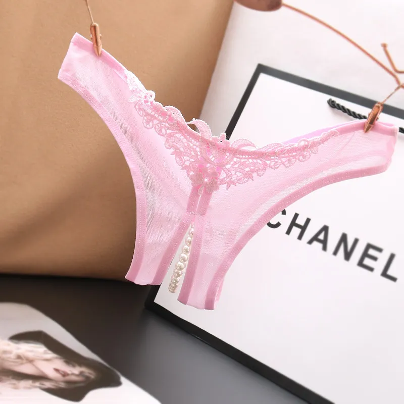 誘惑 レース 穴開き ビーズ付き セクシー 過激エロ 透け感 Ｔバック・タンガ