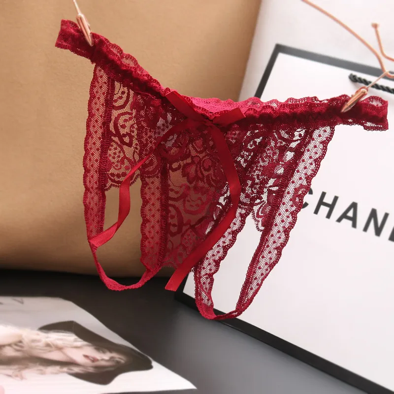 セクシー 総レース 穴開き 過激エロ 誘惑 リボン付き 超薄め 柔らかい Ｔバック・タンガ