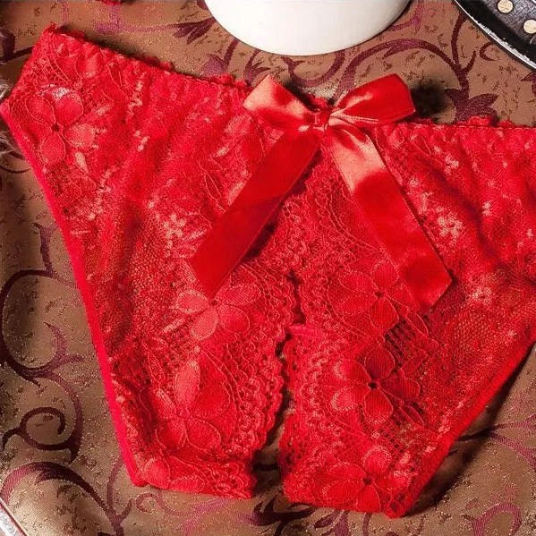 セクシー レース リボン付き 穴あき エロ 下着 Tバック・タンガ