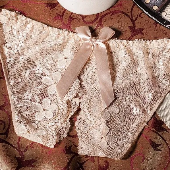 セクシー レース リボン付き 穴あき エロ 下着 Tバック・タンガ