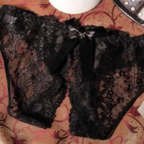 セクシー レース リボン付き 穴あき エロ 下着 Tバック・タンガ