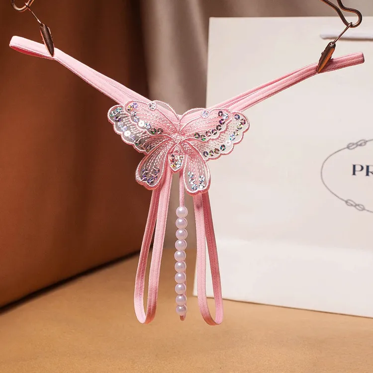 激エロい 蝶 セクシー マンネリ解消 パール付き 穴開き 瞬間脱着 美尻 Tバック・タンガ