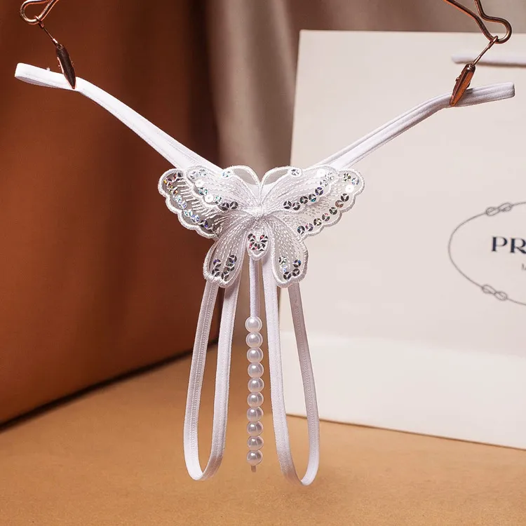 激エロい 蝶 セクシー マンネリ解消 パール付き 穴開き 瞬間脱着 美尻 Tバック・タンガ