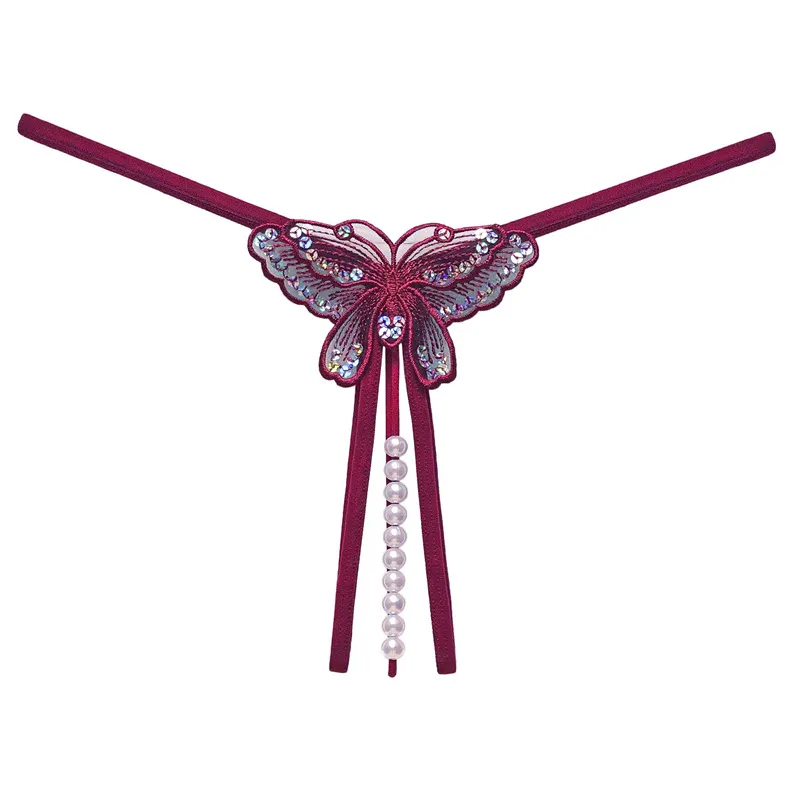 激エロい 蝶 セクシー マンネリ解消 パール付き 穴開き 瞬間脱着 美尻 Tバック・タンガ