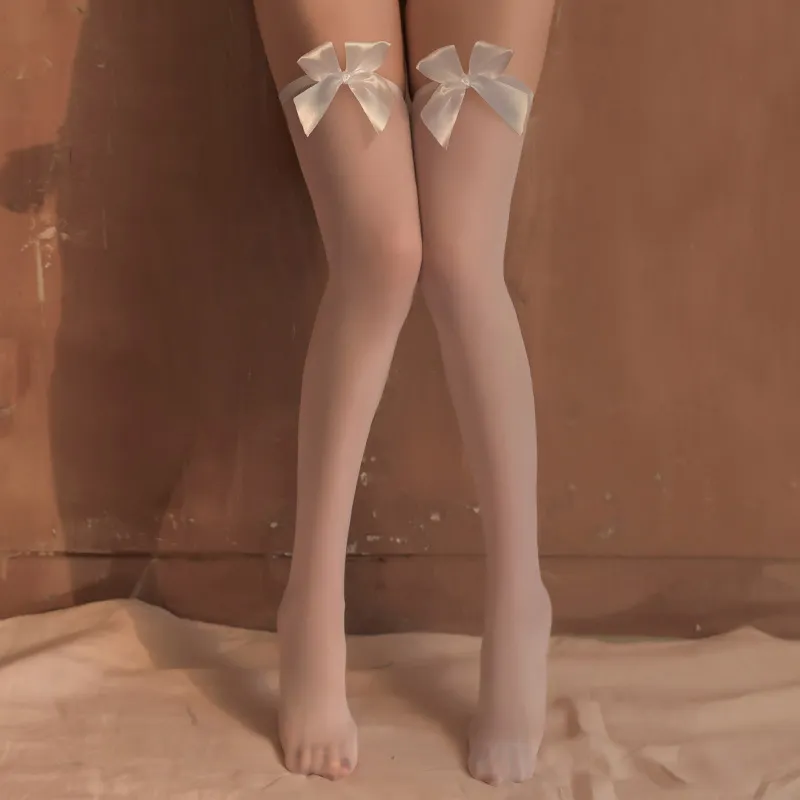 【二つタイプ】大流行新作 タイツ リボン付き 切り替え 透かし彫り ストッキング