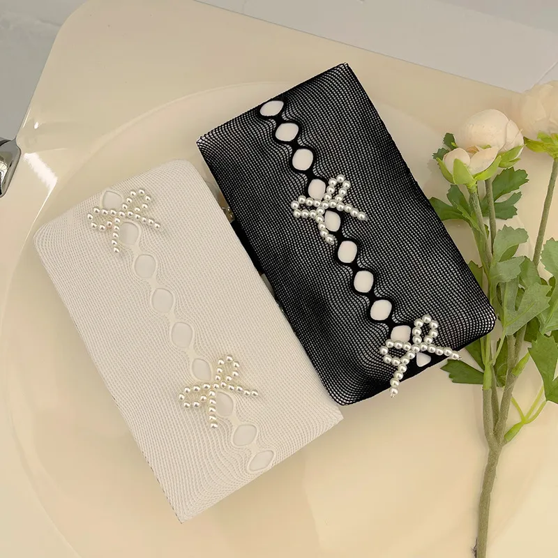 気質アップ 透かし彫り セクシー ビーズ付き 刺繡 透け感 リボン 可愛い 高通気性 パンティストッキング