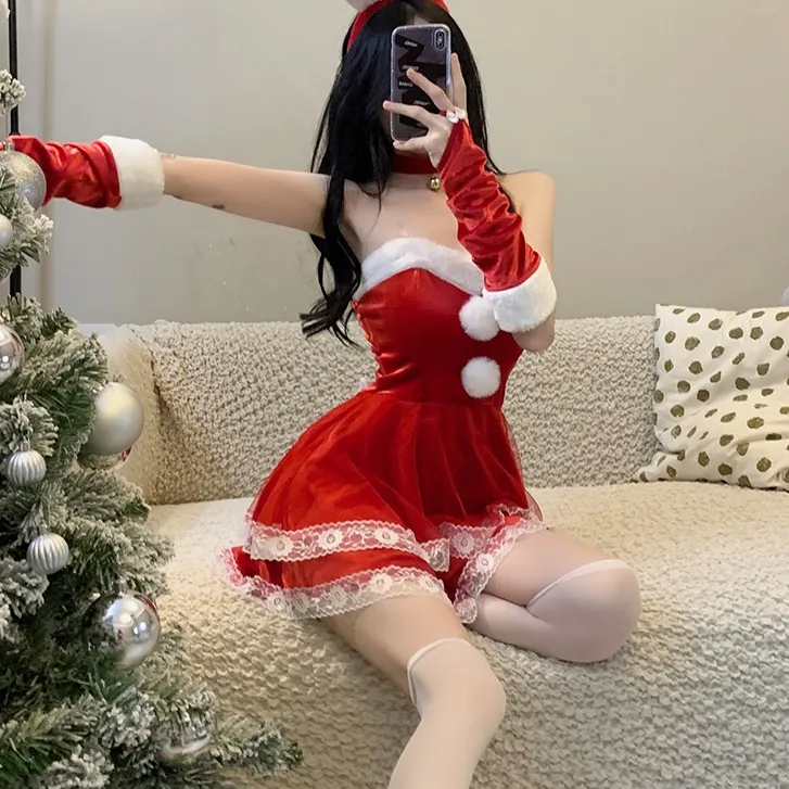 【クリスマス】エロカワ レース コスプレ ギフト マンネリ解消 配色 セクシー バニーガール ベビードール