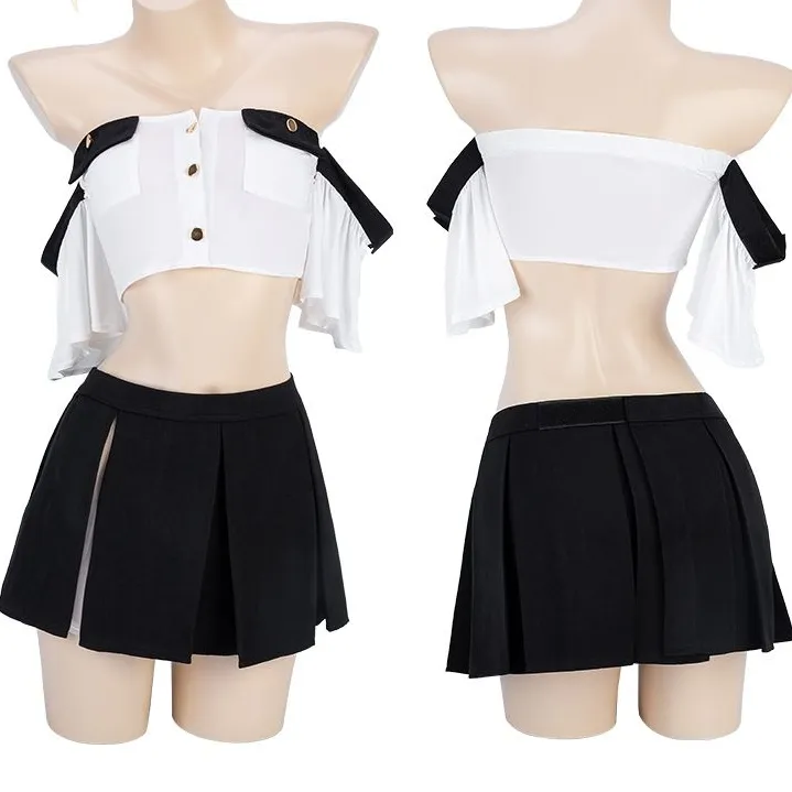 セクシー 警官風 オープンショルダー 配色 ミニ丈 誘惑下着 エッチ ベビードール