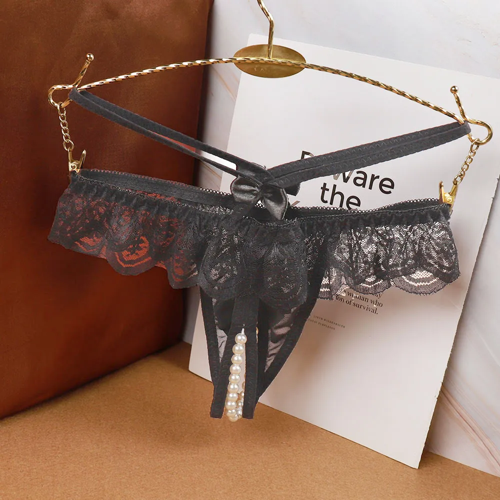 あざとい系女子マスト パール付き リボン 穴開き エロカワ 誘惑 Tバック・タンガ