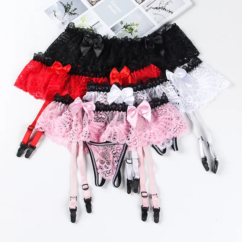 大人可愛い セクシー レース 穴開き 配色 リボン マンネリ解消 Tバック・タンガ
