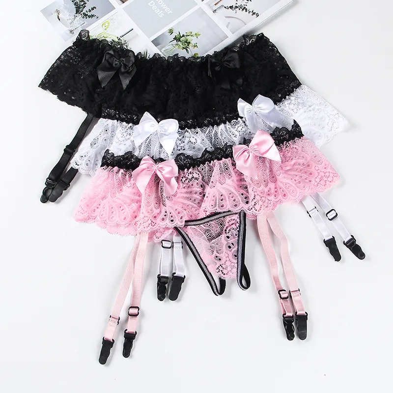 大人可愛い セクシー レース 穴開き 配色 リボン マンネリ解消 Tバック・タンガ